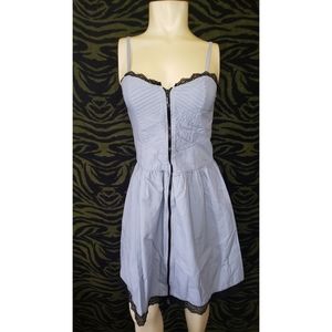 Cute blue skater dress w/ black lace size small